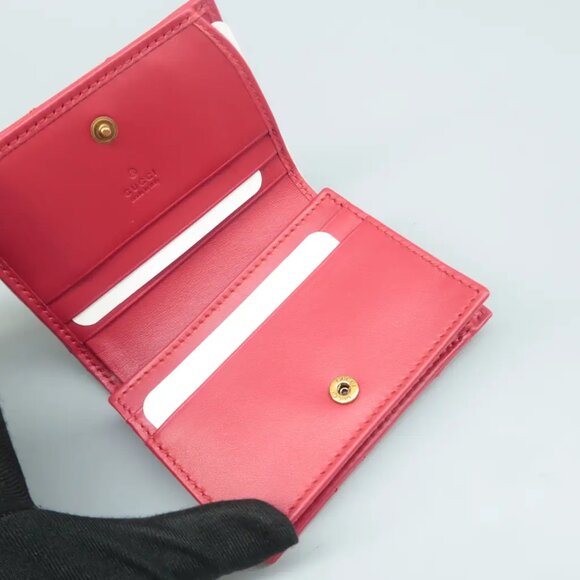 100% Authentic GUCCI GG Marmont Red Leather Wallet - Picture 6 of 12